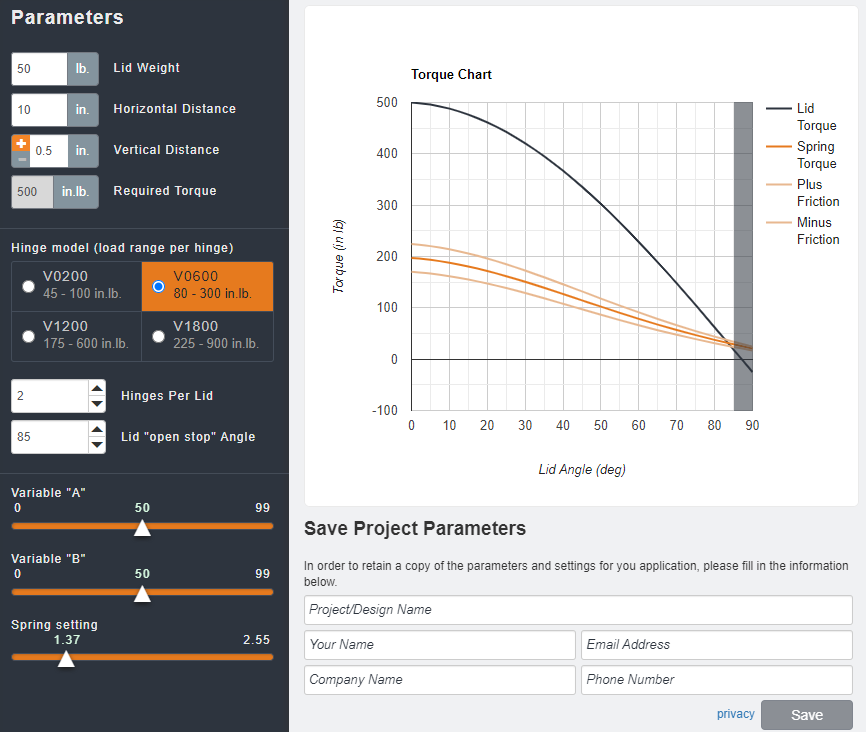 Design your own custom hinge with the Vectis app