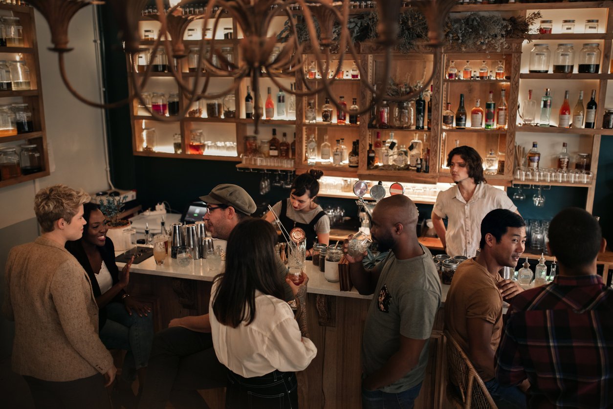 Bar Counter with Customers