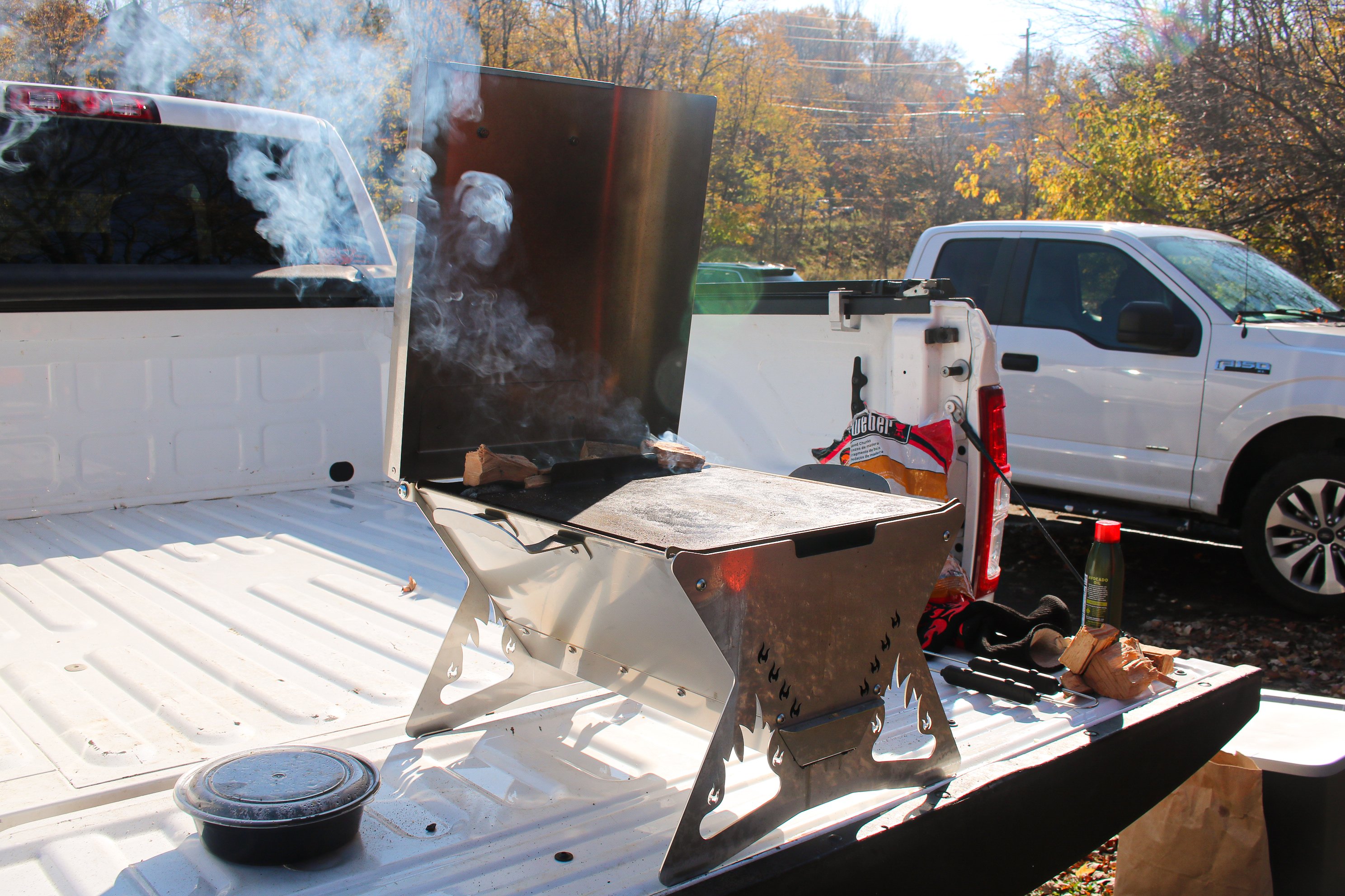 portable grill used on tailgate 